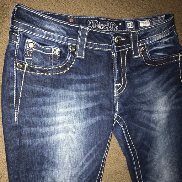 Dark Wash Authentic Miss Me Studded Jeans(Size 28) - Picture 2 of 5